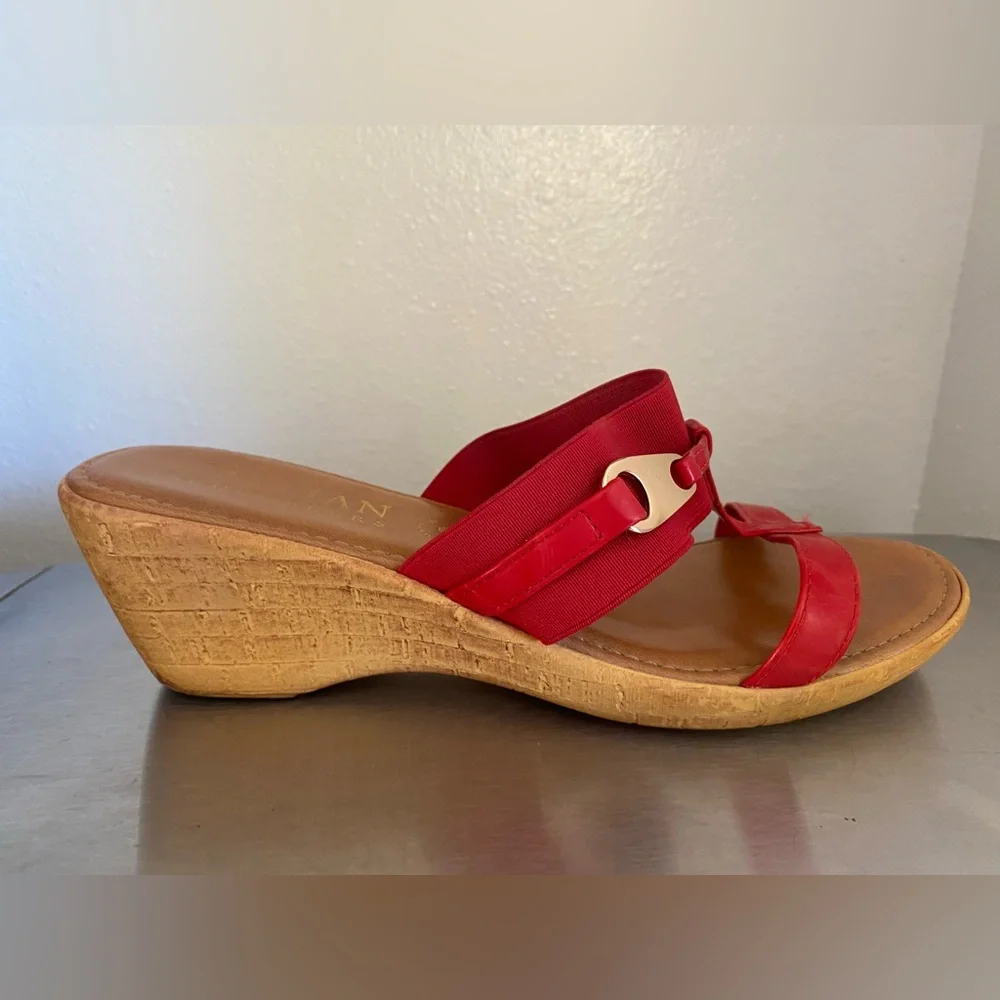 ITALIAN SHOEMAKER ...Elegant Red Wedge Sandals